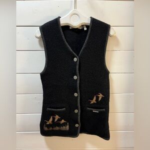 GADDY Black Wool Embroidered Vest – Women’s M